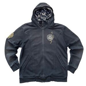 VTG Y2K Big Train Osaka Dragon Hoodie XL Zip Hood Japanese Streetwear Faded Rare